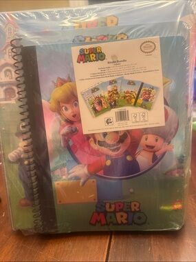 Nintendo Super Mario Blue Green Red Binder Bundle